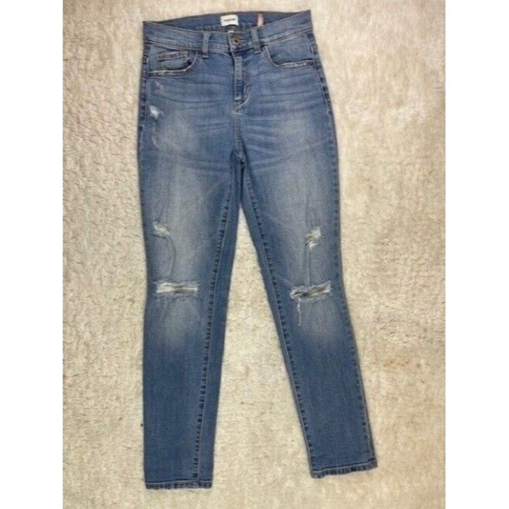 Sneak Peek Size 1 Womens Girfriend Jeans Skinny Distressed Stretch Med Wash